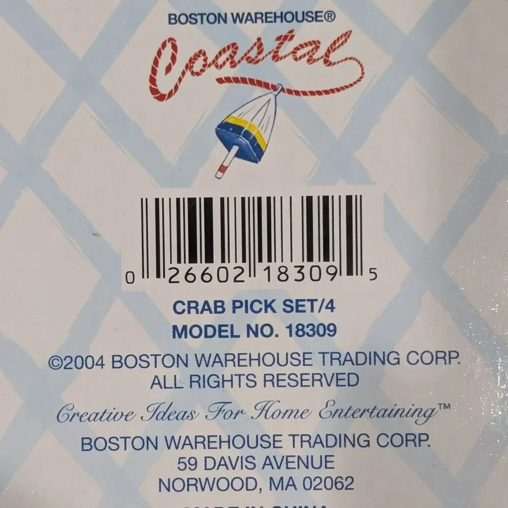 Boston Warehouse Crab Cocktail Picks Set of 4 Coastal Beach Nautical New in Box